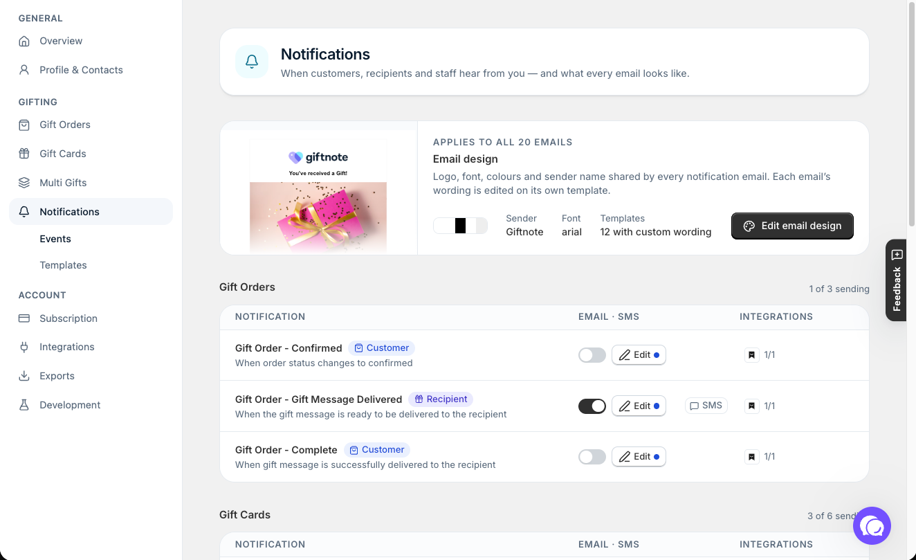 Settings β Notifications. Notifications that can send a text show SMS next to Email.