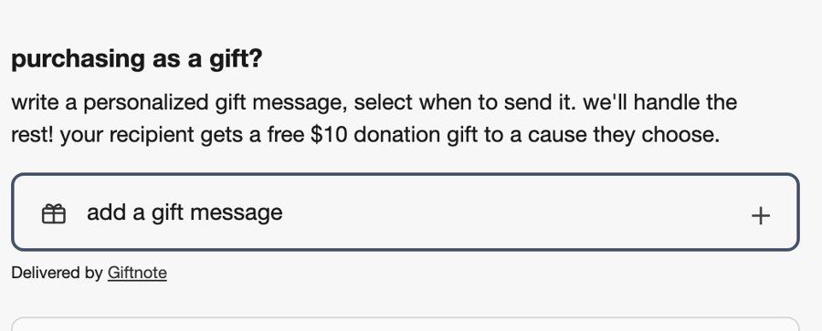 Example checkout widget with the donation gift line